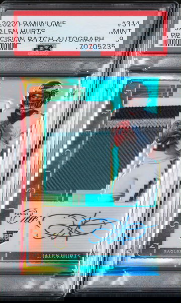 2020 Panini One 314 Jalen Hurts Precision Patch Autograph PSA 9 POP 3 None Higher