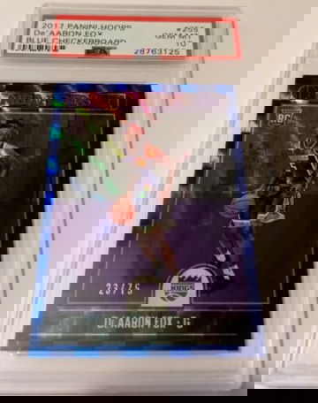 2017 Panini NBA Hoops -De'Aaron Fox-BLUE CHECKERBOARD SSP Refractor RC #/75   PSA 10 Gem Mint    POP 2