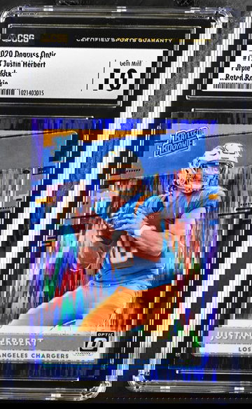 2020 Donruss Optic Justin Herbert Rookie Purple Shock Prizm CSG 10