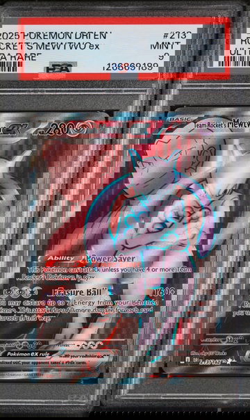 2025 Pokemon Destined Rivals Ultra Rare Team Rocket's Mewtwo Ex #213 PSA 9