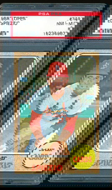 1968 TOPPS - ED SPIEZIO - #349 - PSA 8 NM-MT - ST, LOUIS CARDINALS