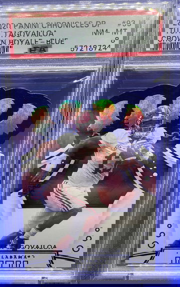 Tua Tagovailoa 2020 Panini Chronicles Draft Crown Royale Blue RC PSA 8 NM-MT SP