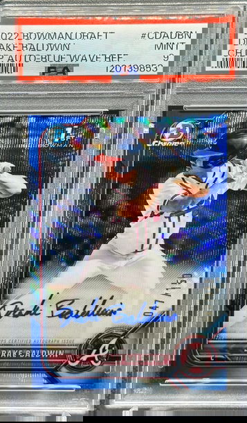 2022 Bowman Draft Chrome BLUE WAVE REFRACTOR AUTO RC Drake Baldwin /150 PSA 9!