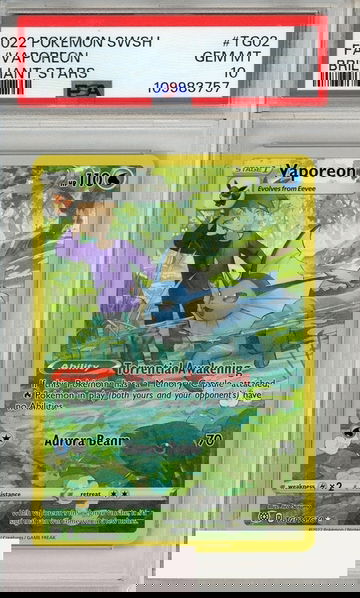 2022 POKEMON SWSH BRILLIANT STARS FA VAPOREON #TG02 PSA 10 GEM MT