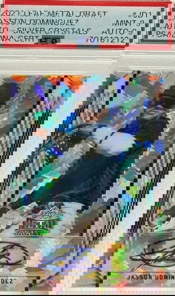 2021 LEAF METAL DRAFT JASSON DOMINGUEZ #JD 1 AUTO- SILVER CRYSTALS PSA/DNA CERT 9 MINT AUTO 9