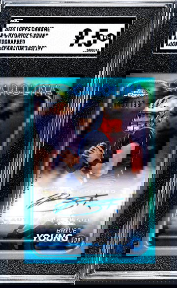 2024 Topps Chrome Aqua Refractor Bryce Young #BA-BYO Auto Variation /199 SGC 9.5