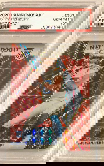2020 Panini Mosaic Justin Herbert Red Prizm PSA 10 GEM MINT
