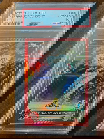 2022 Topps 1st Edition Fernando Tatis Jr. #100 Red Foil 33/50 PSA10 Pop1