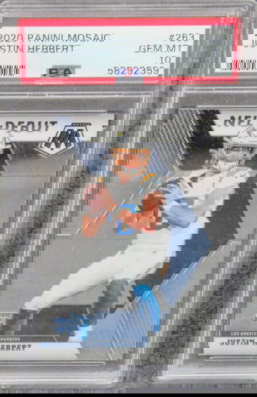 2020 Panini Mosaic NFL Debut Justin Herbert Rookie RC PSA 10