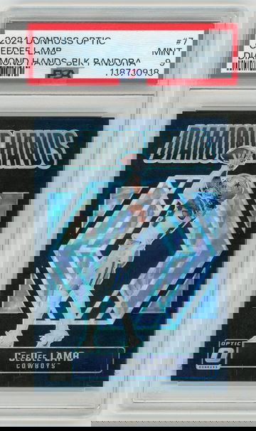 CEEDEE LAMB 2024 Panini Donruss Optic BLACK Pandora Diamond Hands #3/25 PSA 9