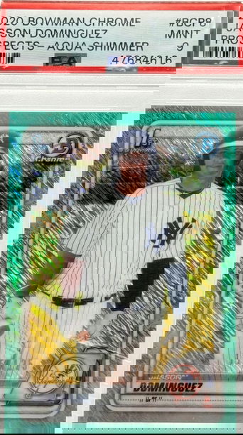 2020 BOWMAN CHROME JASSON DOMINGUEZ PROSPECTS - AQUA SHIMMER/125 #BCP8 PSA 9 MINT