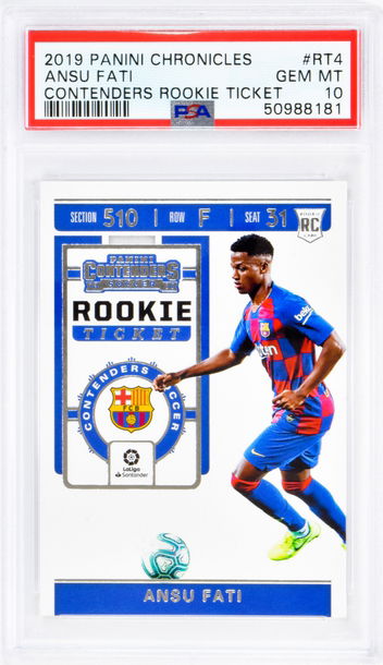 2019 Ansu Fati Panini Chronicles Contenders Rookie Ticket #RT4 PSA 10