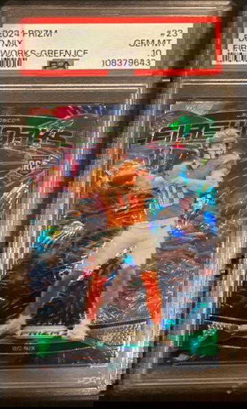 2024 Bo Nix Fireworks Green Ice PSA 10