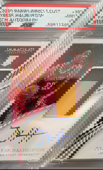 2020 Panini Immaculate Collegiate Tyrese Haliburton Patch Auto /49 PSA 9 Mint