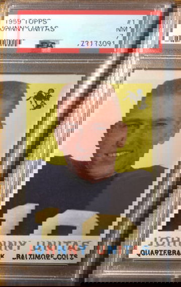 1959 Topps #1 Football Johnny Unitas Graded PSA 7 Nr Mt HOF