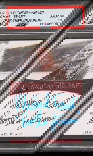 2021 Game of Thrones Iron Anniversary S2 Michael Feast Inscription Auto PSA 10 [NS-1A.35]