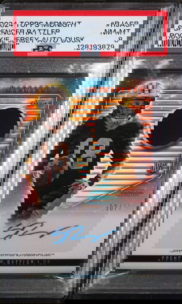 2024 Topps Midnight Rookie Jersey Autographs Dusk Spencer Rattler #RJASR /75 PSA 8