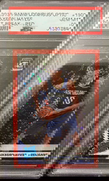 2019 optic jaxson hayes fast break red /85 psa 10