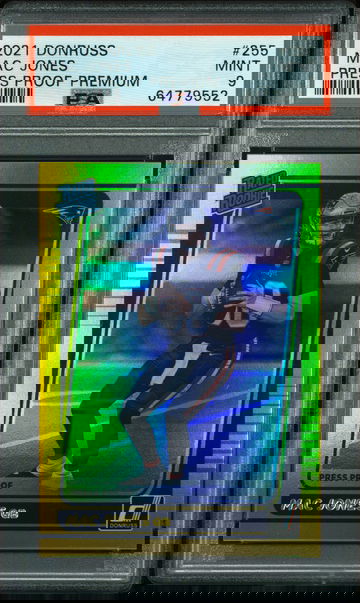 💎🧨 2021 Donruss MAC JONES Press Proof Premium Gold Holo PSA 9 RC  🏈🦁