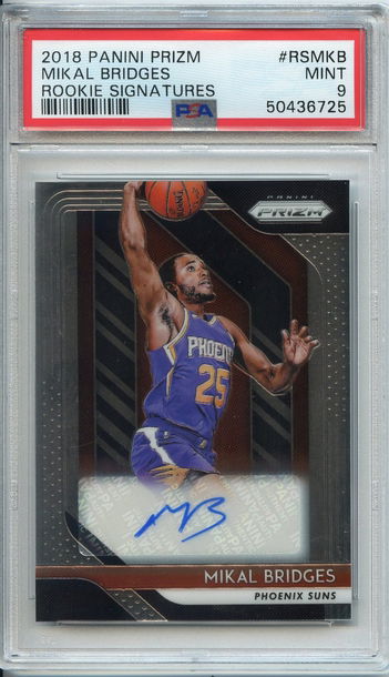 Mikal Bridges 2018 Panini Prizm Rookie Signatures Auto PSA 9 Suns
