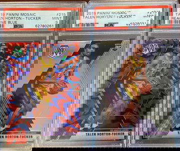 2019 Panini Mosaic Talen Horton Tucker - Base & Blue Reactive PSA 9 Rookie Cards #215 RC Lakers