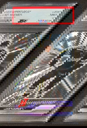 2023 upper deck Luke Hughes outburst PSA 9