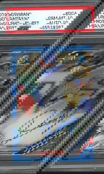 2019 Bowman Chrome Diego Cartaya Blue Refractor Auto PSA 10/10