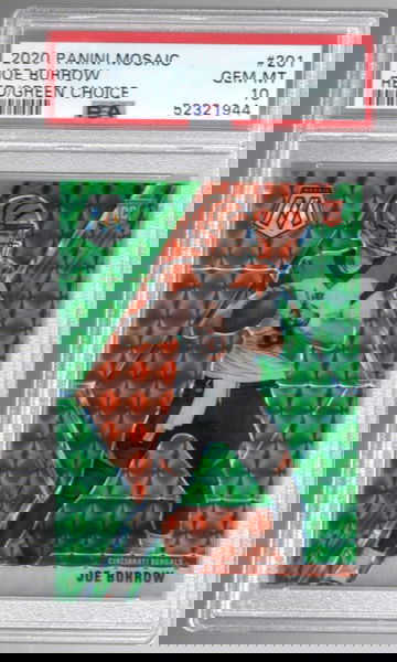 2020 Panini Mosaic Joe Burrow Green Mosaic PSA 10 RC