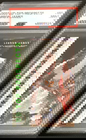 2003-04 UD Top Prospects LeBron James #60 Rookie Cavaliers PSA 9 Scoring King 