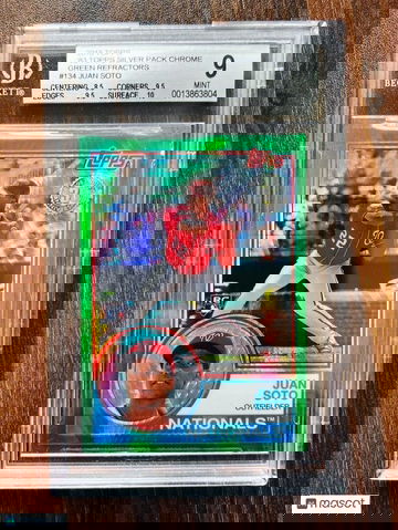 2018 Topps 1983 Juan Soto Silver Pack Green Refractor /99 Rookie RC BGS 9 Pop 4