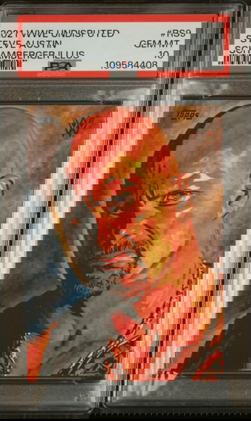 Steve Austin 2021 Topps WWE Undisputed Rob Schamberger Illustrations #RS9 PSA 10