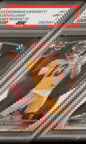 HOT!! 2022 Bowman University Chrome 1st #50 CALEB WILLIAMS - Rookie RC PSA MINT!