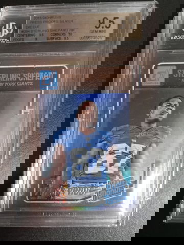 2016 donruss press proof silver die cut #394 RC Sterling Shepard BGS 9.5