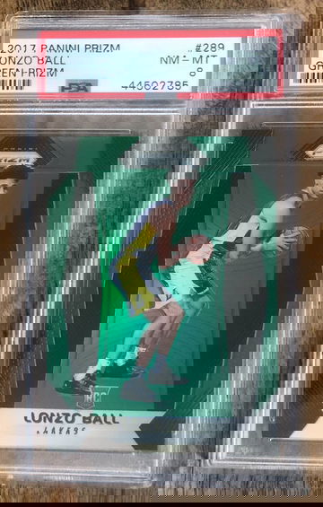 Lonzo Ball 2017 Prizm Green RC PSA 8 - SCRATCH ON BACK OF SLAB