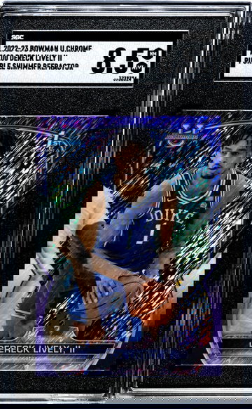 2022-23 Bowman University Chrome #100 Dereck Lively II Purple Shimmer Ref. SGC 8.5