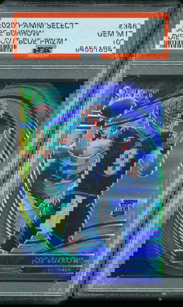 2020 Panini Select Die-Cut Blue Prizm Joe Burrow #346 RC Field Level PSA 10