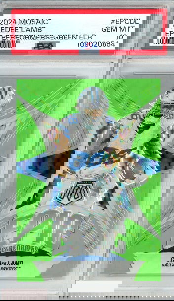 2024 PANINI MOSAIC EPIC PERFORMERS CEEDEE LAMB #EPCDL GREEN FLR 3 OF 10 PSA 10