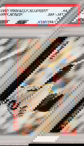 1992 PINNACLE SLUGFEST BARRY BONDS #4 PITTSBURGH PIRATES PSA 8 NM-MT