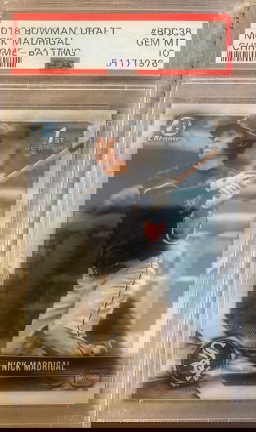 2018 bowman chrome draft nick madrigal psa 10 gem mint