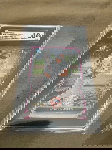 2023 Bowman Chrome 1st Spencer Jones Fuchsia  Lunar Crater Refractor SGC 10 (157/199)