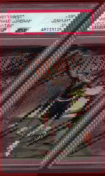 1997 FINEST MICHAEL JORDAN ( CHICAGO BULLS ) PSA 10 W/COATING CARD #39!