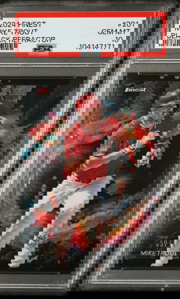 2024 Topps Finest Black Refractor Mike Trout #201 /10 PSA 10