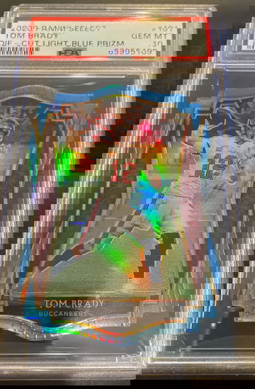 2020 Panini Select 101 Tom Brady Die-Cut Light Blue Prizm PSA 10