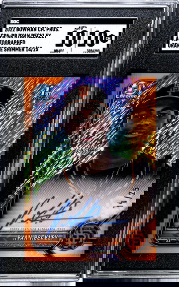 2022 Bowman Chrome CPA-RR Ryan Reckley Autographed Orange Shimmer 14/25