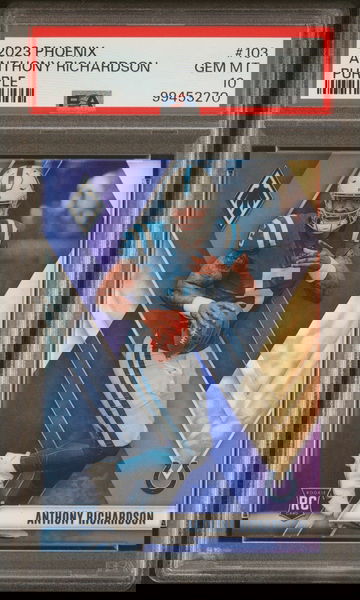 2023 Panini Phoenix Purple Anthony Richardson #103 RC /125 PSA 10