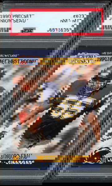 1990 Pro Set Junior Seau RC #673 San Diego Chargers HOF - PSA 8