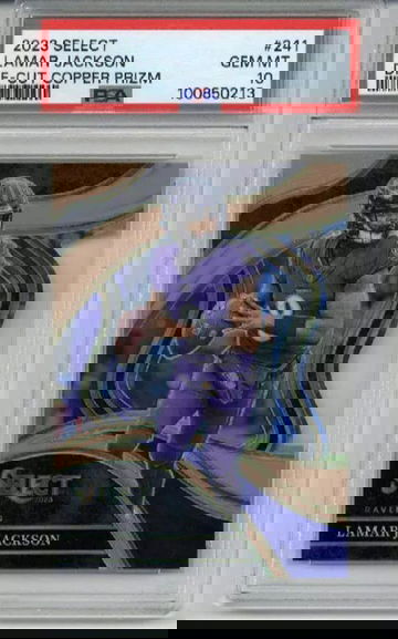 2023 PANINI SELECT DIE CUT COPPER PRIZM #241 LAMAR JACKSON /299 RAVENS PSA 10