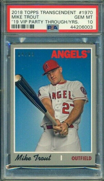 2018 Topps Transcendent Mike Trout Through the Years VIP Party /83 1970 PSA 10