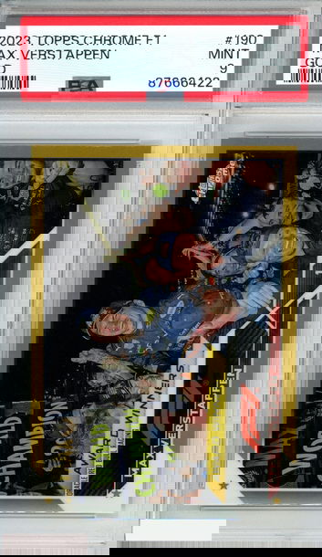 2023 TOPPS CHROME FORMULA 1 MAX VERSTAPPEN #190 GOLD 27 OF 50 PSA 9 MINT