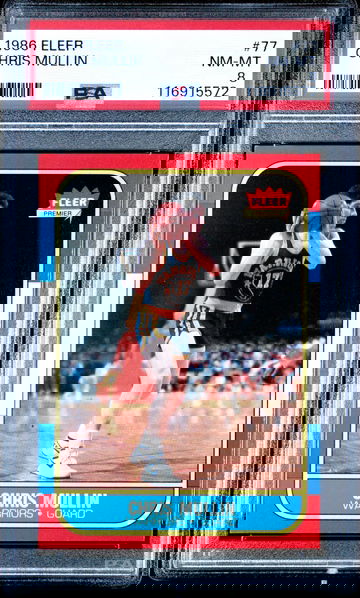 1986-87 Fleer Chris Mullin Rookie #77 PSA 8